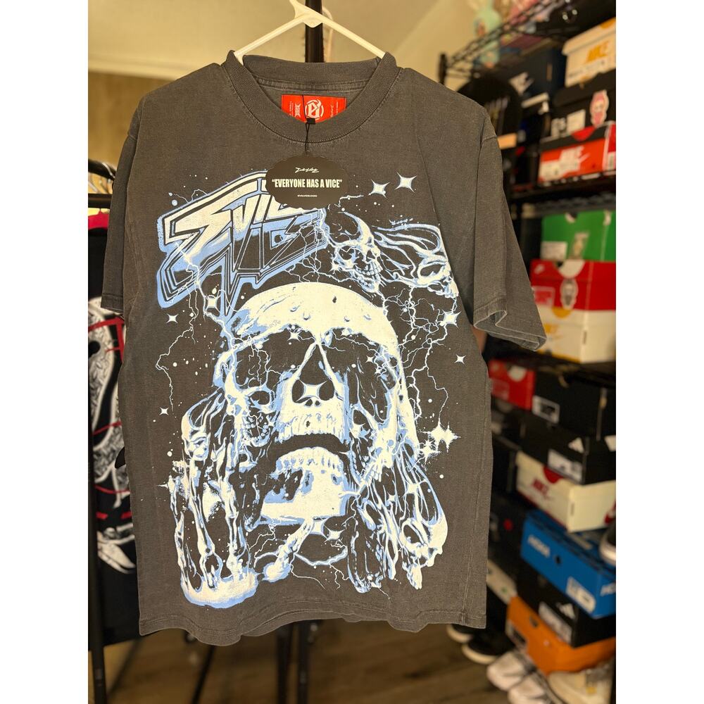 NEW w/ Tag - Evil Vice - Skull TShirt (Gray), SZ S - Picture 2 of 3